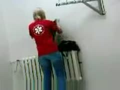 Spy clip of my blond coed changing her clothes in college room